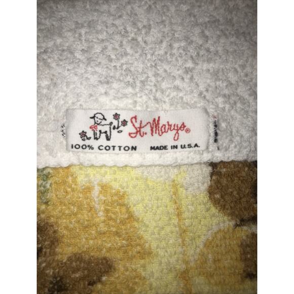 Vintage Yellow Roses Bath Towels Set of 2 Gold St Mary's 100% Cotton MId Century - Picture 5 of 5